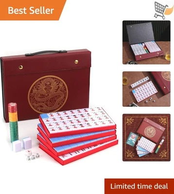 Chinese Mahjong Game Set Large Tiles Travel Case Complete 144 Pieces - Image 1 of 4