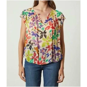 VELVET BY GRAHAM & SPENCER NWT Lucia Floral Split Neck Blouse // S - Picture 1 of 13