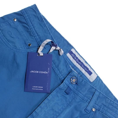 Jacob Cohen NWT 5 Pocket Jean Cut Pants Size 34 US Slim Solid Blue Cotton Blend - Image 1 of 4