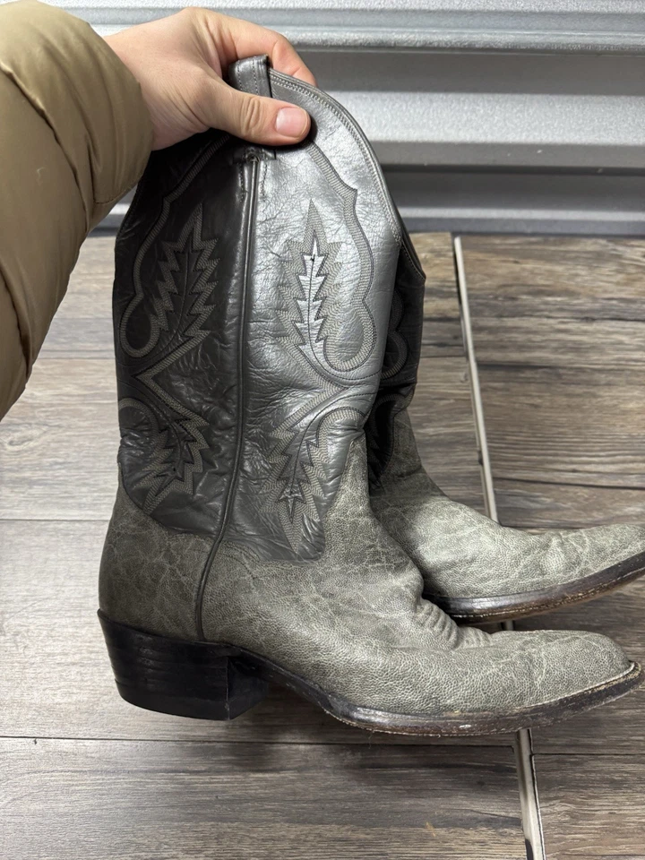 Botas de Vaquero Occidentales Delgadas Panhandle Años 90 Exóticas Gris Piel de Tiburón Para Hombres 9.5D Foto 1 de 4