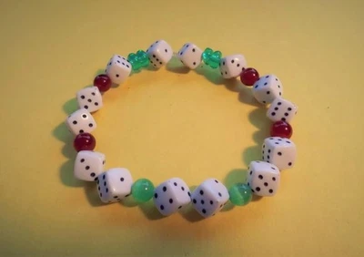7.5 - 8" LUCKY LAS VEGAS Show Me The $$ DICE STRETCH [ L ] BRACELET NEW - Image 1 of 3