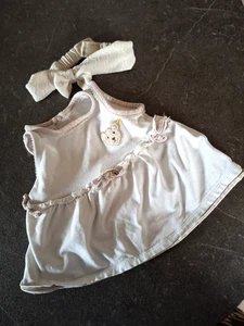 Babykleid Steiff Knopf im Ohr beige Gr. 68 mit Stirnband - Bild 1 von 4