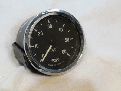 VINTAGE  SMITHS MA 60 LB PRESSURE GAUGE FITS  AC ALVIS RILEY MORGAN MG AUSTIN - Image 1 of 4