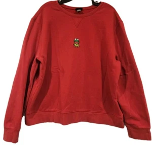 VTG Joe Boxer Red Sweatshirt crew neck size XL large Kermit The Frog Patch EUC - Picture 1 of 5