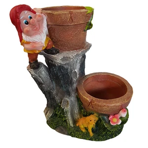 GARDEN GNOMES LARGE PLANT POT ORNAMENT (NF91089-2) terrace patio planter gnome - Picture 1 of 1