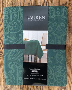 NEW! Ralph Lauren Green Christmas Tablecloth 60x84 Nappe Mantel, Rectangle - Picture 1 of 2