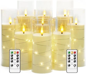 Flameless LED Candles with Timer 9 Pc Flickering Flameless Candles for Romantic - Picture 1 of 6