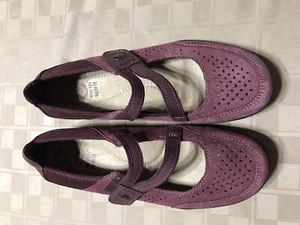 EARTH SPIRIT Sz 9M Mary Jane's Burgundy gelron adjustable Strap padded arch EUC - Picture 1 of 6