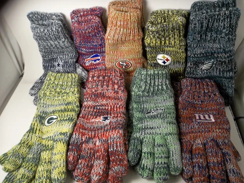 NFL Pick YOUR Team Knit Peak Gloves Winter Forever Adult 1 Size Color Logo Nwt Cover