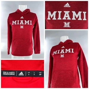 Miami Redhawks Adidas Hoodie Sweatshirt Men S Red Polyester Blend YGI I4-87 - Picture 1 of 13
