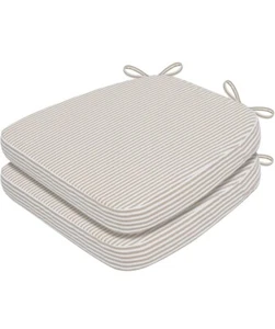 D-Shaped Chair Cushions for Dining Chairs w/ Ties and Removable Cover, 2'' Thick - Picture 1 of 10