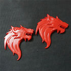 2X Red Left Wolf Head Matte Metal Badge Sticker Decal Emblem Motors Premium Auto