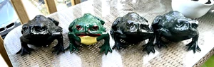 Antique frog toad iron Bronze Meiji Garden Sculpture 6" marked JAPAN statue 5lbs - Picture 1 of 12