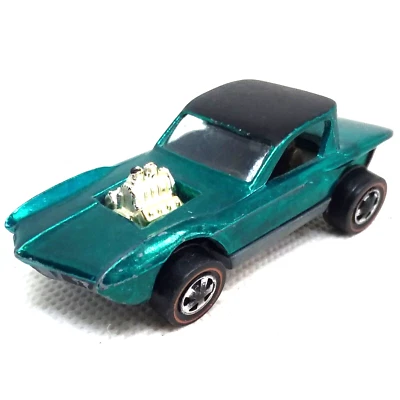 Coche Hot Wheels Redline Python 1968 interior gris aguamarina hecho en Estados Unidos Foto 1 de 4