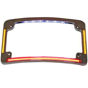 Custom Dynamics Chrome Curved License Plate Frame LED Turn Signal Harley Cru... - Picture 1 of 3