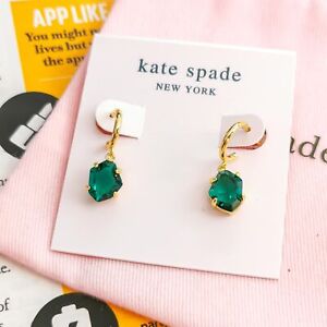 Kate Spade treasure trove gold Huggie green Earrings NEW / DUST BAG