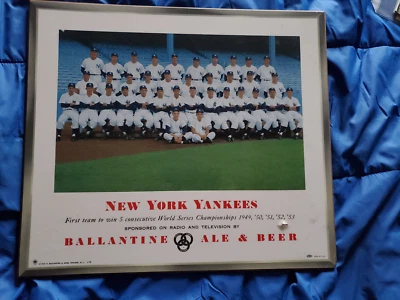 Cerveza Ballantine 1953 New York Yankees FIRMA UNA BELLEZA de un signo Foto 1 de 3