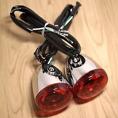 1Chrome Deuce/Bullet Rear Red Turn Signals For Harley Softail Dyna Breakout - Image 1 of 4