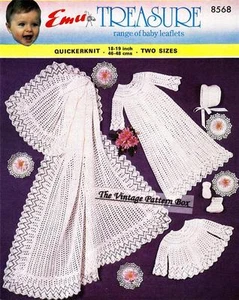 LACY CHRISTENING SET / D.K. or 8ply - COPY vintage baby knitting pattern - Foto 1 di 1