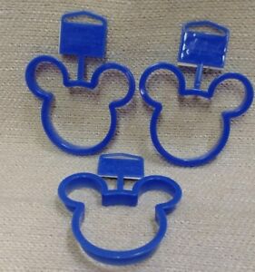 3pc Brand New Wilton Mickey Mouse Blue Silhouette Face Cookie Cutter 180514