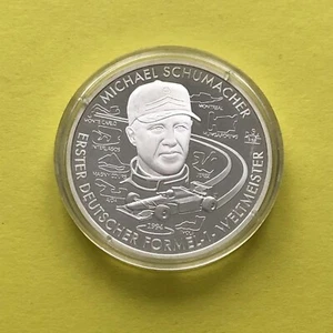 Medalla de plata Michael Schumacher, 1. Deu. Fórmula 1 Mundial, PP 999 Plata (N228 - Imagen 1 de 2