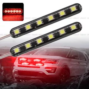 2x LED Strobe Light Motorcycle Car Flash Warning Emergency License Plate Light - Picture 1 of 12