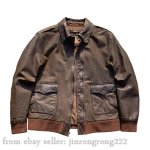 Lapel Short A2 Fight Suit Head Layer Cowhide Vintage Do Old American Leather Jac - Picture 1 of 21