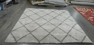 IVORY / GREY 9' X 9' Square Stained Rug, Reduced Price 1172611130 SGH281A-9SQ - Picture 1 of 4