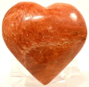 55 mm Orange Jaspis Puffy Herz Poliert Edelstein Kristall Mineral aus Peru (1 Stück) - Bild 1 von 8