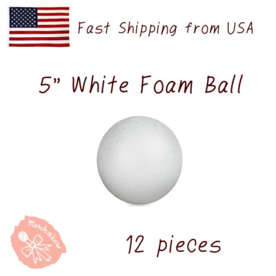 5" Foam Ball x 12pc Round White Polystyrene Modelling Sphere Foam Craft - Image 1 of 3