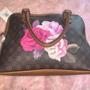 Giani Bernini Signature Rose Dome Satchel Brown - New - Picture 1 of 6