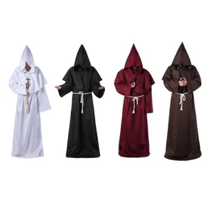 UK Halloween Witch Wizard Cloak Medieval Costume Death Ghost Cosplay Robes Gifts - Picture 1 of 15