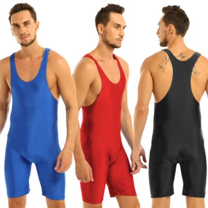 Mens One Piece Underwear Bodysuit Wrestling Singlet Leotard Boxer Brief Lingerie - Picture 1 of 37