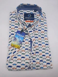 Camisa manga corta GCM talla M 39/40 cuello abotonado colorido coche ajuste moderno elástico - Imagen 1 de 6