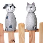 2-tlg. Set Zaunhocker Katze Hund Keramik H 22 cm Zaunfiguren Zaundeko Gartendeko
