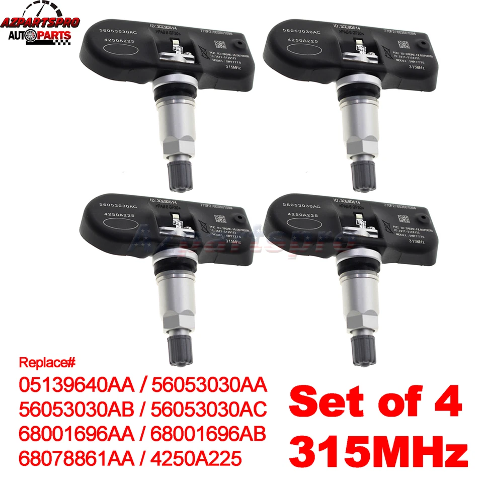 4PCS TPMS Tire Pressure Sensors For 2007-2013 Jeep Compass Patriot 56053030AC  - Image 1 of 4