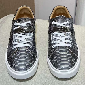 Zapatilla Deportiva Para Hombre Cuero Serpiente Genuino GrisxBlanco Única Talla 7-11US - Imagen 1 de 8