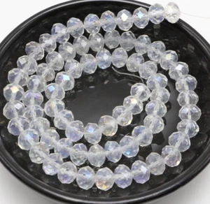 64pcs Clear AB Crystal Glass Faceted Rondelle Beads 6X8mm Craft Wedding - Bild 1 von 7