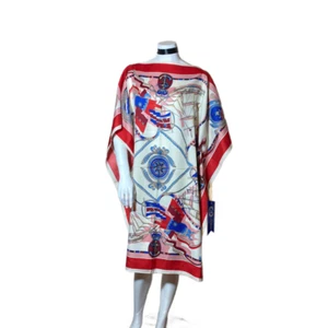 Silk Kaftan European Style Kimono Dress Knee Length Tunic Loungewear One Size - Picture 1 of 33