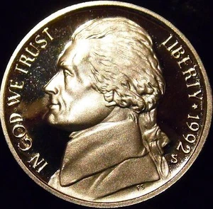 1992-S Jefferson Nickel Gem Proof Uncirculated - Picture 1 of 2