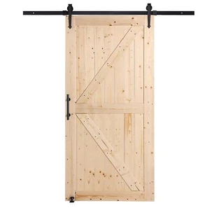Barn Door and Hardware Kit 42x84" Wood Sliding Barn Door with 8-in-1 Floor Guide - Picture 1 of 11