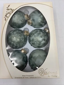 Visions by Holly Green Glass Christmas Ornaments Made in USA  Set of 6 VINTAGE - Picture 1 of 4