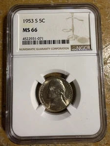 1953-S Jefferson Nickel NGC MS66 - B50082 - Picture 1 of 2