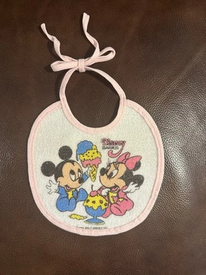 Babero de colección años 80 Disney bebés Mickey y Minnie Mouse bebé niño pequeño Foto 1 de 4