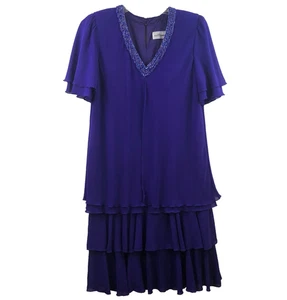 Cattiva Kleid Damen 1X Lila Krepp Stufen Rüschen Gefüttert Perlenbesatz Hochzeit - Bild 1 von 9