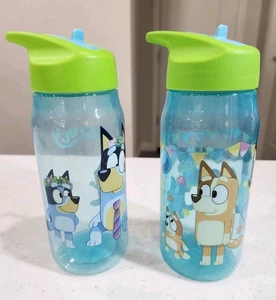 Bluey Bingo Heeler Family Water Bottle Sippy Cup BPA-FREE Kid Drink Set Of 2 - Picture 1 of 8