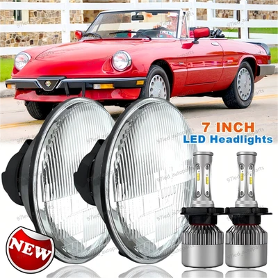 Par de faros LED redondos de 7 pulgadas Halo DRL aptos para Alfa Romeo Spider 1988-1994 DeSoto Foto 1 de 4