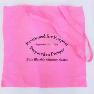 LOT of 3 Grocery Shopping Bag Washable Reusable Pink Cotton Recycle Tote Worship - Picture 1 of 2