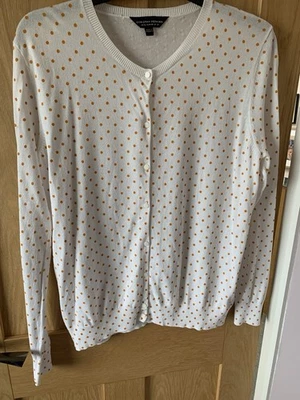 Dorothy Perkins Cardigan Top Size 20 Cream Orange Spots Long Sleeve - Image 1 of 4