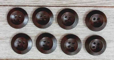 Темно-коричневые пуговицы для рукоделия шитья 4 отверстия 8 шт. круглое дерево 0,75 дюйма - Изображение 1 из 2
